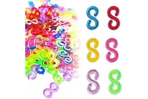 CELTRUM 100Pcs Loom Bands S Clips, Colorful Rubber Band Connectors Refills Kit with Hooks, Suitable for Craft Making DIY Bracelet Woven Connector Necklace Jewelry Accessories