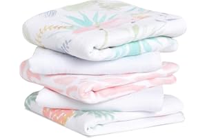 aden + anais essentials 100% Cotton Muslin Musy Squares, Multi-use Baby Cloths for Girls & Boys, 60x60cm, Ideal Newborn & Infant Nursing Set, Perfect Shower Gifts, 5 Pack, tropicalia