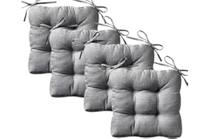 REINO MANSIDI Cojines para Silla, Acolchados 40 x 40cm, Relleno de Fibra Hueca 5cm, Ideal para la Decoración de Cocina y Salón, Comedor y jardín. Fabricados en España (Pack 4, Gris)