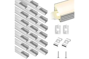 BRIMETI LED Aluminiumprofil 20 x 1M U-formad LED-profil Vit med Skydd Aluminiumkanal och Monteringsklämmor LED-kanal Diffusor för LED Remsa