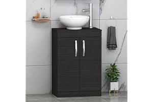 ROYAL BATHROOMS.CO.UK Royal Bathrooms 800mm Floor Standing Vanity Unit 2 Door Hale Black & Countertop Basin - Breeze