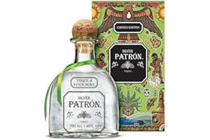 PATRÓN PATRON Silver Premium Tequila, 40% ABV, 70cl / 700ml, in a Limited-Edition Mexican Heritage Tin, Made from the Finest 100% Weber Blue Agave, Handcrafted in Mexico, Packaging May Vary