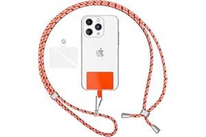 NALIA Lanière Universelle Coloré pour Telephone Portable, Cordon Tour De Cou pour Smartphone, Porte Clef Chaine réglable avec Crochet Métallique e Carte, Sangle pour Épaule (Orange Multicolore)