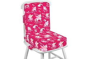 wooshwa Rehausseur Chaise Enfant avec Dossier et Sangles de Sécurité Réglables en 3 points, Portable Lavable Antidérapant Coussin Rehausseur De Chaise Bebe Enfant - Licorne