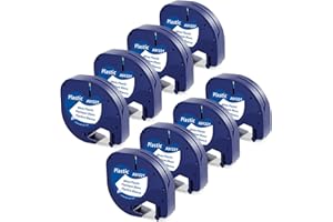 MarkField Plastica Nastro per Etichette Compatibile per Dymo LetraTag White Label Nastri 12mm x 4m, Cartucce Ricarica per Etichettatrice Dymo Letratag 2000 LT-100H LT-100T LT-110T XR, Nero su Bianco