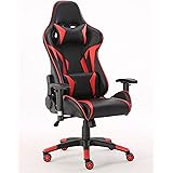 Requena Sport Desk Chair Adjustable Office Gaming Racing Chair Lumbar and Head Pillow Chair X3577 (Red)