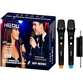 HEPU HP-M001 &Ccedil;iftli Kablosuz Mikrofon Sistemi &ndash; Dijital Ekranlı Gecikmesiz Ses Aktarımı Şarjlı Alıcı ile Pratik Kurulum