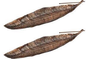 WakiHong 2 Pezzi Porta Incenso in Foglia in Metallo, 21cm Grande Bruciatore Incenso a Forma di Foglia Inserti di Incenso in Lega per Casa, Ufficio, Yoga, Meditazione