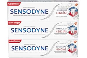 Sensodyne Sensibilidad y Encías, Pasta de Dientes Blanqueante, Alivio para Dientes Sensibles y Mejora de la Salud de las Encías, pack de 3x75 ml