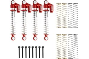 RampCrab RC Stoßdämpfer 43 mm Gewinde Tele Shocks RC Auto Dämpfer für 1/24 RC Crawler Axial SCX24 AXI90081 Deadbolt Bronco Gladiator JLU B-17 Micro Crawler Upgrade Teile (Rot)