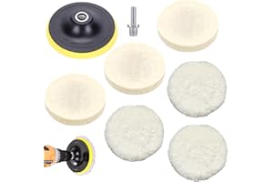 ZPSNDP 8 Pezzi Kit Tamponi Lucidatura Auto, Platorello per Trapano Lana 125 mm, Panno per Lucidatura con Adattatore Trapano M10, Kit Platorello per Lucidare per Pulizia e Lucidatura Auto Carrozzeria