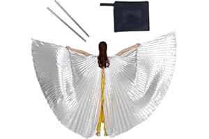 Baisdan Alas de apertura de Isis con palos, alas de danza del vientre, alas de mariposa para Halloween, carnaval, disfraz de actuación