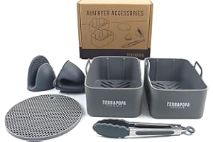 TERRAPOPA Molde silicona freidora de aire dual 19cm 7.6L-9L. Certificado EU de contacto con alimentos. Resistente al calor y fácil de limpiar. Accesorios freidora sin aceite (Dual)