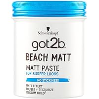 Schwarzkopf Got2b, Beach Matt Paste, Cera Modellante per Capelli Uomo, Effetto Opaco, Tenuta Media, 100 ml