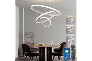 BRIMETI Lampadario a Sospensione per tavolo da pranzo a LED Lampada a Sospensione Nordico Moderno a LED da Soffitto Dimmerabile 3 Luci 45W, per Soggiorno Sala da Cucina Stanza degli Ospiti (Bianco)