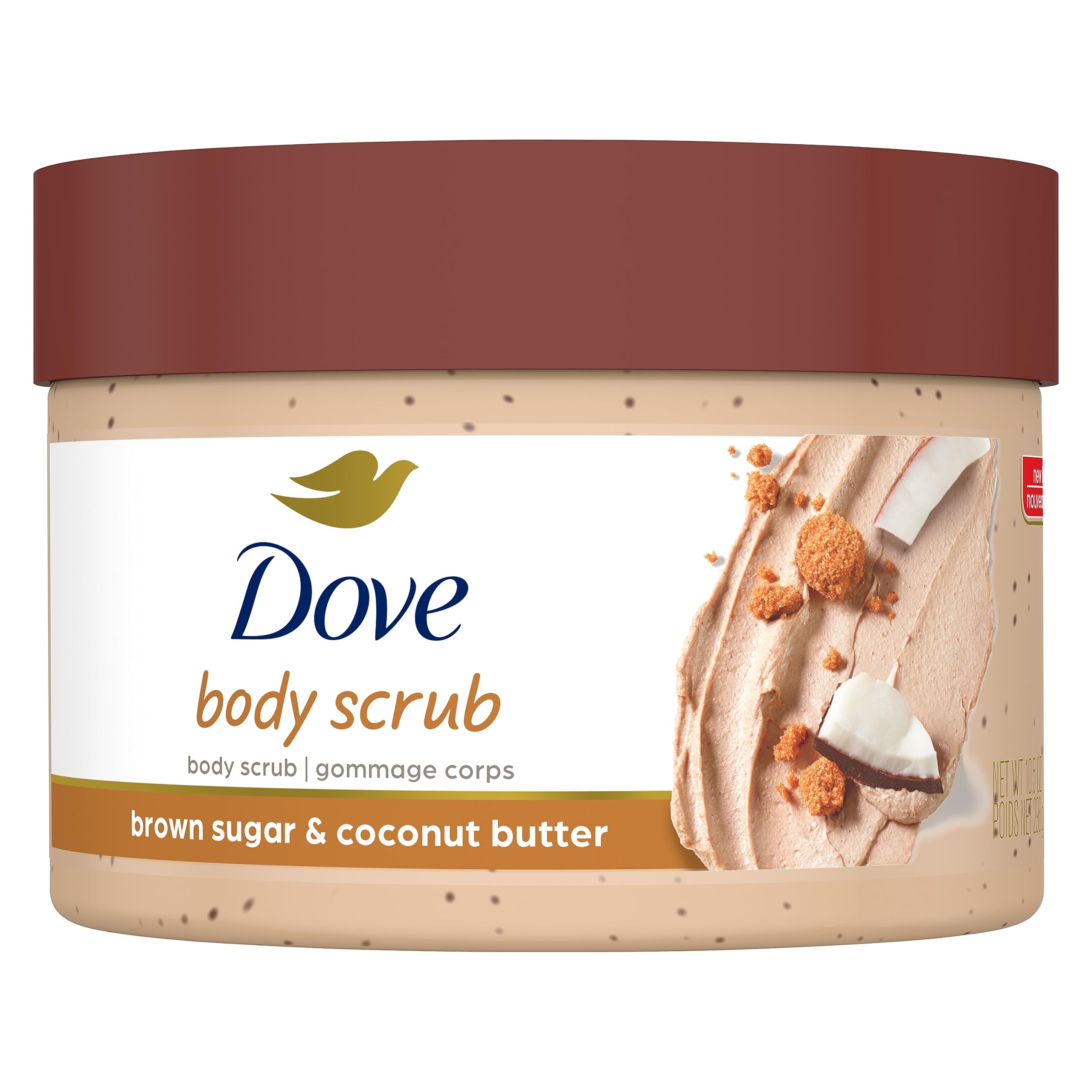 Dove Exfoliating Body Polish Scrub for Dry Skin with Brown Sugar & Coconut Butter, Gently Exfoliates and Moisturizes for Inst