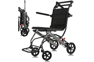 ‎WEYRAL WEYRALFaltbarer Rollstuhl Leicht 7kg mit Teleskopgriff, Transportrollstuhl für Ältere Menschen, Outdoor Rollstuhl,Transportrollstühle, Belastbarkeit 100 kg
