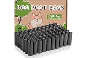 AiTodos® 900 sztuk, 31x22cm, Worki na Psie Odchody, Materiał Polietylenowy, Torby na Odchody, Bardzo Grube i Trwałe, 100% Szczelne, Odpowiednie na Wyjścia, Czarne Worki na Odchody Dla Psów