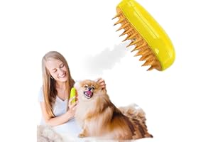 Atsmoce®Cepillo Vapor para Gatos Perros, 3-en-1 Steamy Cat Brush, Vepillo de Vapor Autolimpiable para Pets, Cepillo para Gatos, Cepillo Pets Quitapelo con Vapor (Yellow)