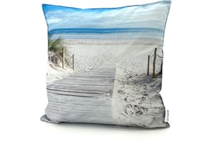 ‎HEIMTEXLAND heimtexland ® Outdoorkissen Bedruckt 45x45 Garten Lounge Dekokissen Outdoor Lotus Effekt Typ742 Maritim Düne