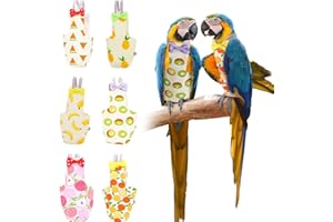 Nuanchu 6 Pièces Couches pour Oiseaux Couches de Perroquet Lavables Couche de Combinaison de Vol d'Oiseau Réutilisable Couche Intérieure de Doublure Imperméable pour Perroquet, Style Fruit (M)