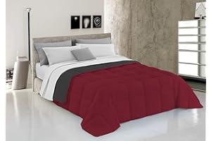 Italian Bed Linen Kołdra pikowana zimowa, elegancka, bordowa/ciemnoszara, pojedyncza, 100% mikrofibra, 170 x 260 cm