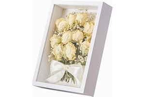 FAVORTALK Box Frames for Crafts 3D Deep 10X8 Inch 3D Shadow Box 20x25CM White Deep Frame Display Box Wooden Deep Box Desktop or Wall Hanging for Medal Flower & Crafts Display (White433,Depth 5CM)