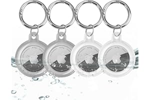 SOTMZA Lot de 4 Coque Étanche pour AirTag avec Porte-Clés, All Round Protective Étui de Air Tag, Anti-Rayures et Étanche Porte-Clefs Support pour Enfants, Collier pour Animal (Noir/Clair)