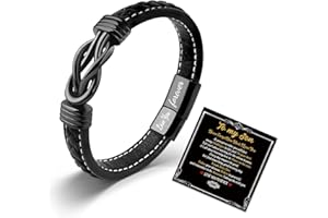 CheersLife Knot Braided Leather Infinity Bracelet - Stainless Steel, Love You Forever Gifts for Men - Husband, Boyfriend, Brother, Dad - Valentine's Day