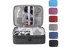 LTLSZRN Borsa Organizer per Cavi Elettrici,Organizer Cavi,Borsa Accessori Elettronici,Organizzatore Multifunzione per Fotocamera Disco Caricatore,Elettronica Viaggio Custodia Organizzatore(3 strati,Nero)