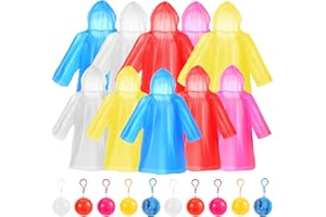 AXNSATRE Rain Poncho Waterproof Adult Kids - 10 Disposable Rain Ponchos Family Pack, 5 Adult Poncho+5 Kids Plastic Rain Poncho for Festival, Emergency, Cycling, Hiking