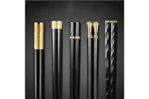 MZSX Chopsticks, Gift Set, High-end Luxurious Professional Design, Super Strong Healthy, Reusable, Japanese Chinese Chop Sticks with Wave Pattern