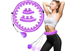 ATEK Weighted Hula Hoop with Ball, 30 Knots, Adjustable, Pink, Plastic, Fitness Hoop, Weight Loss, Hula Hoop Fitness, Hoopfit Wasit Spiner