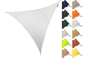 Kookaburra 2m Triangle Water Resistant Garden Patio Sun Shade Sail Canopy 96.5% UV Block with Free Rope(Polar White)