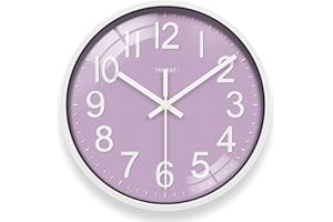 TAHEAT Wall Clock, Decorative Modern Purple Clock for Kitchen Living Room Bedroom Bathroom Office (Small 8 Inch)