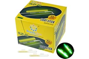 QualyQualy Bâtons Lumineux pour Canne à Pêche, Lumière de pêche de Nuit, Glow Stick Pêche de Nuit Vert Fluorescent Baton Lumineux Peche M L XL 50 Paquets (100 pièces)