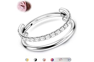 BodyBonita G23 Titanio Cartilagine Orecchino Cerchio 16G CZ Doppio/Triplo Piercing Nariz Septum Anelli Conch Piercing Gioielleria Trago Daith Elica Orecchini Anelli Naso per Donna 8/10/12mm