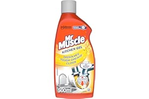 Mr Muscle Kitchen Drain Unblocker & Cleaner Gel, Dissolves Clogs, Works 3x Better Than Bleach, Safe for All Pipes, 500ml