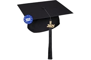 KEPI - Abschluss Hut, Doktorhut, Europäischer Hersteller, Graduation Hut im Universalgröße, Verstellbereich 54-61 cm, Quaste mit Datumsanhänger 2025, Abschlusshüte in 18 Farben