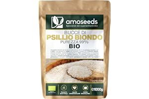 AMOSEEDS Bucce di Psillio Biondo BIO 200G | Purezza Massima 99% | Psilio Indiano, Naturale, Puro, Ricco di Fibre | Transito, Digestione, Senza Glutine | Qualità Superiore (200g)