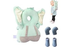 Ckbuity Baby Head Protector Backpack for Crawling with Knee Pads, Adjustable Angel Baby Head Protector with Bear Knee Pads, Infant Cushion Backpack for 4-24 Months Baby Walking & Crawling(01)