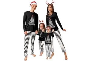 iClosam Christmas Pyjamas Matching Christmas Pjs For Couples Stripe Elk Xmas Pajamas Nightwear Loungerwear Printed Sleepwear for Womens Mens