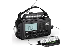 Mesqool Radio Am/FM/SW, Manivela, Emergencia Tipo C, Powerbank/SOS/Linterna/Luz de Lectura/IPX4, Portátil de Exterior para Senderismo, Camping