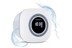 MEDION P66096 Radio de Douche avec Bluetooth (Radio de Salle de Bain, Radio FM, Ventouse, écran LED, étanche IPX6, Batterie intégrée) Blanc