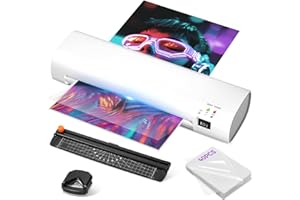 IBZDI A4 Laminator Machine with 40 Laminating Pouches, Paper Trimmer, Corner Rounder, Thermal Laminator Hot and Cold Modus ABS Jam Release 80-125Micron 280mm/min for Home Office School Studio Bar