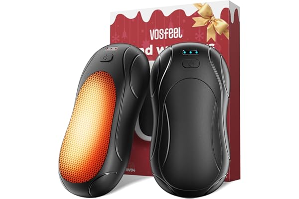 VOSFEEL Calentador de Manos Recargable, Calentador de Manos eléctrico 2 Pack, 3 etapas de Calentamiento, Calentador de Manos eléctrico Reutilizable y portátil con Larga Vida útil,para Exteriores