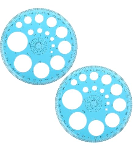 2 Righelli Rotondi Geometrici | Per Disegno Tecnico E Artistico | Goniometro 360° E Stencil Cerchi - Foto 7