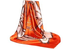 HUNKER Foulard en soie pour femme - Grand carré Satin 90 cm