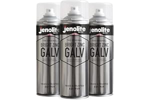JENOLITE Peinture aérosol galvanisée au zinc brillant | Apprêt et couche de finition tout-en-un | 3 x 500 ml (protection supérieure contre la rouille et la corrosion)