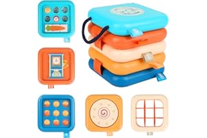 Joollurm Montessori Busy Cube for 18+ Months - Sensory Travel Toy for Airplane & Car, Toddler Activity Cube to Develop Fine Motor Skills, for 1.5 Year Old